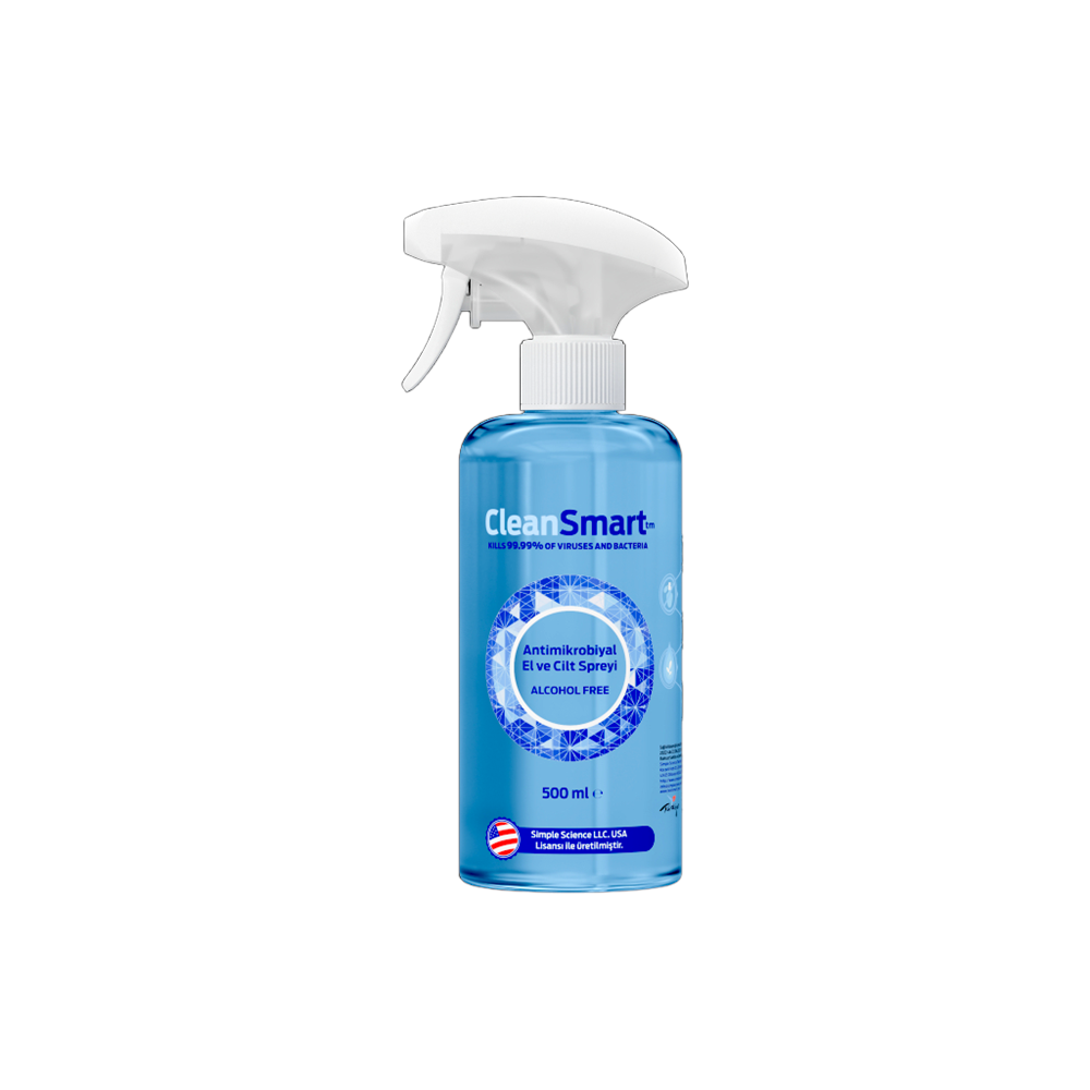 CLEAN SMART ANTİMİKROBİYAL EL VE CİLT SPREYİ 500ml