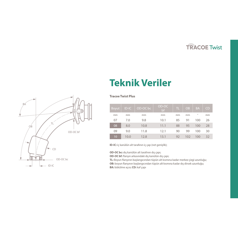 TRACOE TWİST PLUS EXTRA UZUN KAFLI DELİKLİ İÇ KANÜLLÜ KONUŞMA KANÜLÜ NO:8