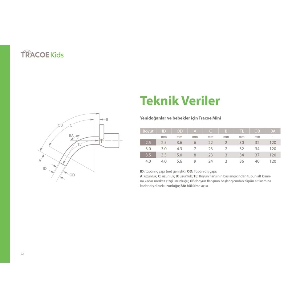 TRACOE KİDS KAFSIZ YENİ DOĞAN TRAKEOSTOMİ KANÜLÜ NO:2.5