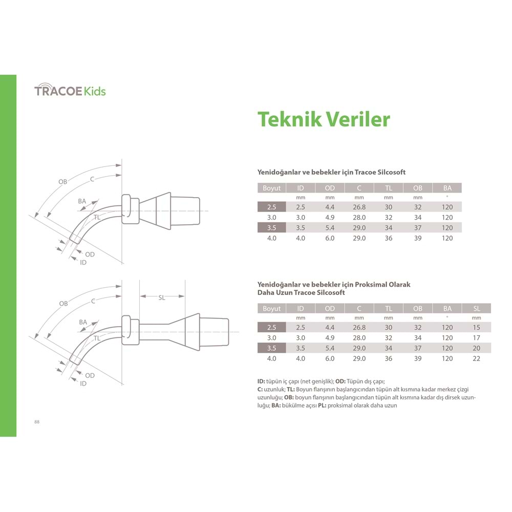 TRACOE KİDS SİLCOSOFT KAFLI YENİ DOĞAN SİLİKON TRAKEOSTOMİ KANÜLÜ NO:3.5