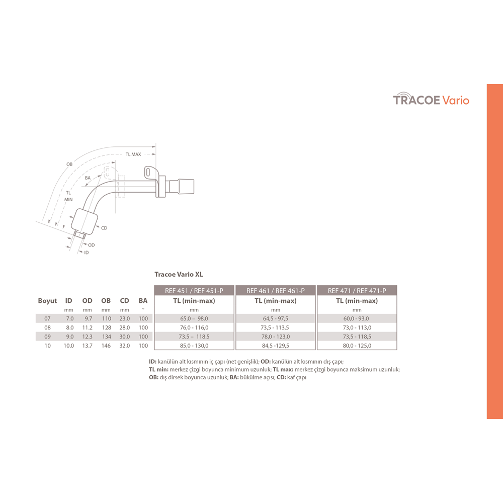 TRACOE VARİO EXTRA UZUN KAFLI BOYU AYARLANABİLİR SPİRAL TRAKEOSTOMİ KANÜLÜ NO:9