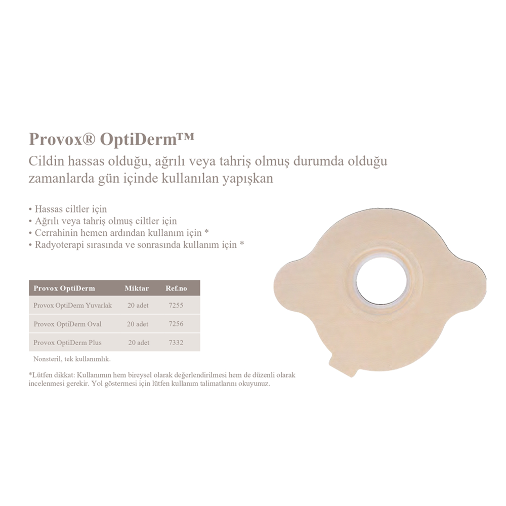 PROVOX ADHESİVE OPTİDERM OVAL ( 1 KUTU 20 ADET)