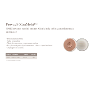 PROVOX XTRAMOİST HME ISI NEM FİLTRESİ (1 KUTU 30 ADET)