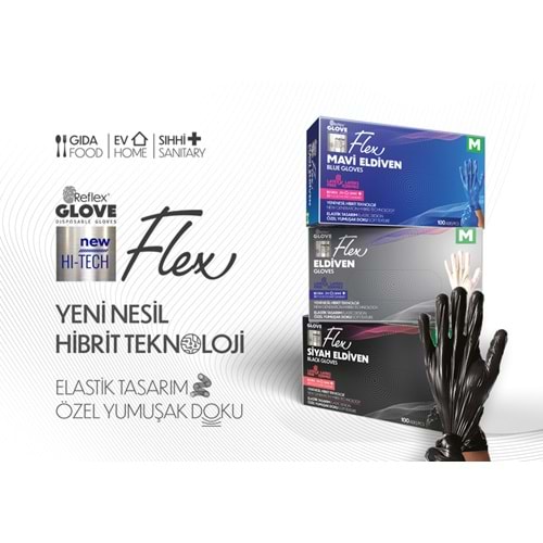 MUAYENE ELDİVENİ FLEX SİYAH 100 LÜ - S